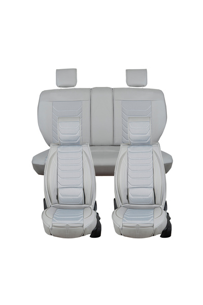 SMTSHOP غطاء مقعد سيارة سكودا كودياك متوافق مع الجلد شبه الكامل، طقم أمامي/خل...