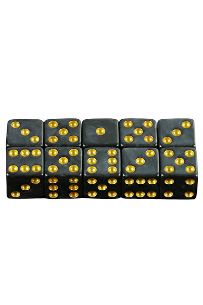 Choice5 01 Black Gold Mini Dice 10pcs D6 Standard Marble Effect Golden Pips P...