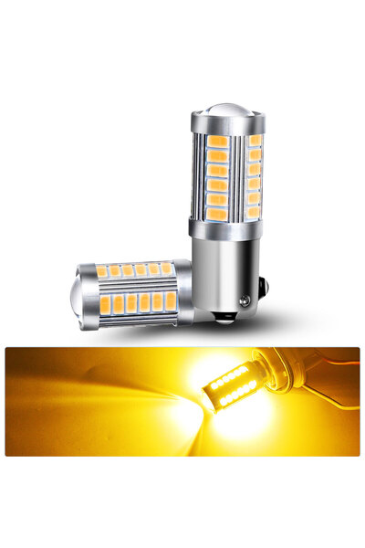 choice2 1156 ba15s P21W أصفر قطعتان 1156 Ba15s 1157 Bay15d 33 مصابيح LED SMD ...