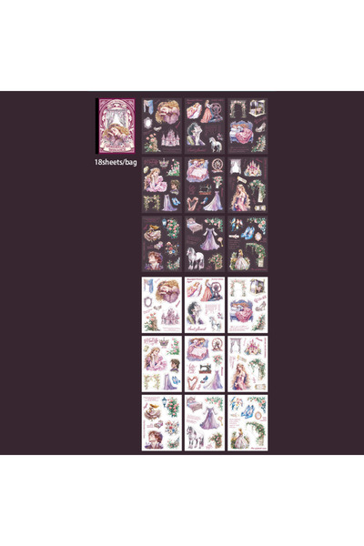 Choice3 S28094-6 18 قطعة سلسلة حكايات خرافية، كتاب ملصقات مقطوعة من مادتين، م...