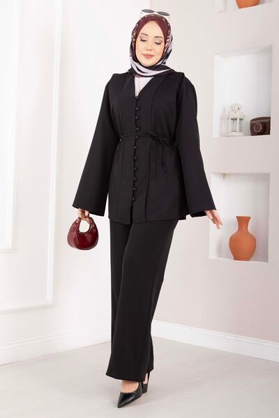 EBRUTESETTÜR Brit Buttoned Belted Double Suit Black