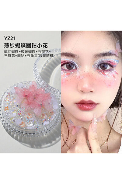 Choice7 YZ21 علبة واحدة من رقعة مكياج العيون والوجه، على شكل فراشة، مرصعة بال...