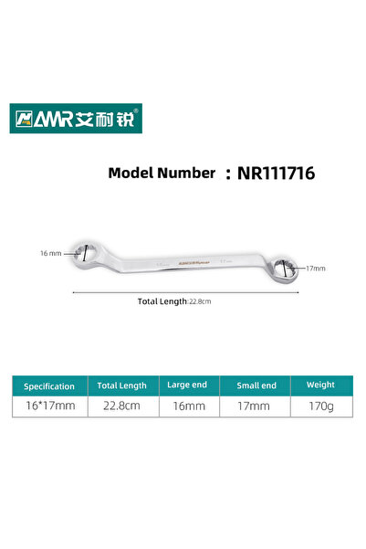 Choice1 مفتاح ربط مزدوج الأطراف 16×17 مم، ذو طرف صندوقي، مفتاح ربط حلقي بإزاح...