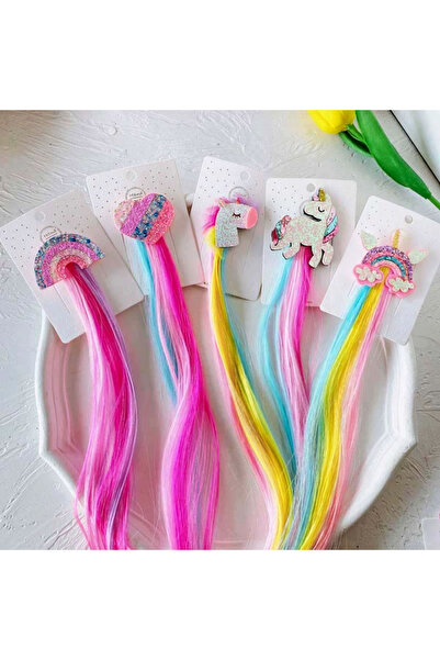 choice2 5pcs Unicorn Colorful Wig Hair Clip Accessories Party Prop Colored Wi...