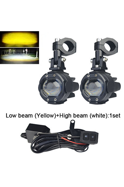 Choice3 White Yellow B Motorcycle LED Headlight Projector Lens Auxiliary Fog ...
