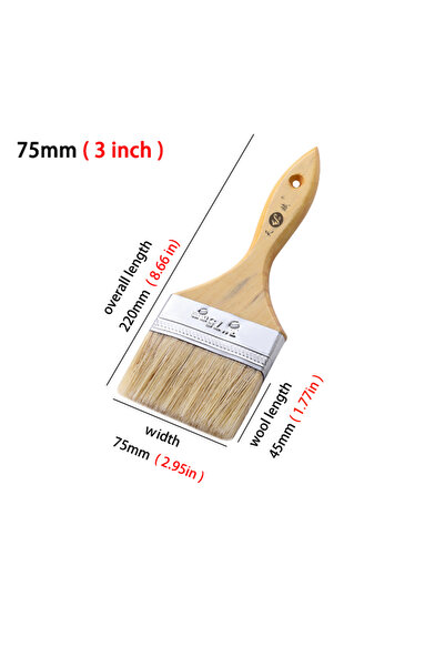 Choice3 فرشاة تنظيف شعر الخنزير الأبيض بمقبض خشبي، أداة لتزيين الطلاء، طلاء ا...