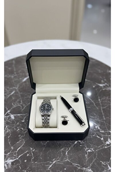 Boutique Luxury men's watch set in silver