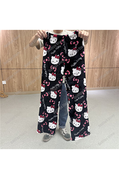 Choice23 L 47-55kg D Black KT Cat Kitty Pajamas Black Anime Flannel Women War...