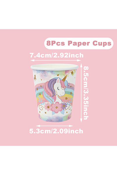 Choice3 8pcs paper cup Unicorn Party Disposable Tableware Plates Napkin Rainb...