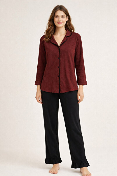 sleeproom Soft Wrinkled Fabric Modern Women's Pajama Set