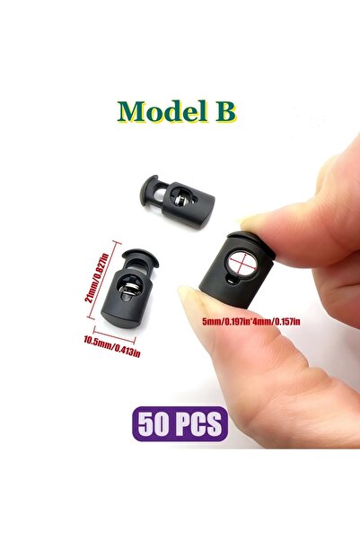 Choice1 موديل B، 50 قطعة، مشبك زنبركي أسود بفتحة مفرد لربط حبل الباراكورد