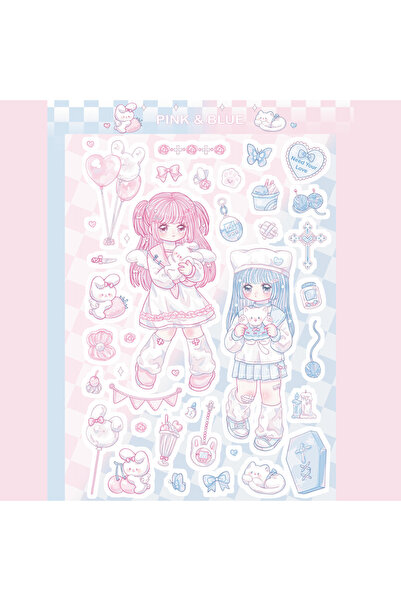 Choice4 03 ملصقات لشخصيتين كرتونيتين لطيفتين مزدوج (كاواي) لدفتر ملاحظات، وحا...