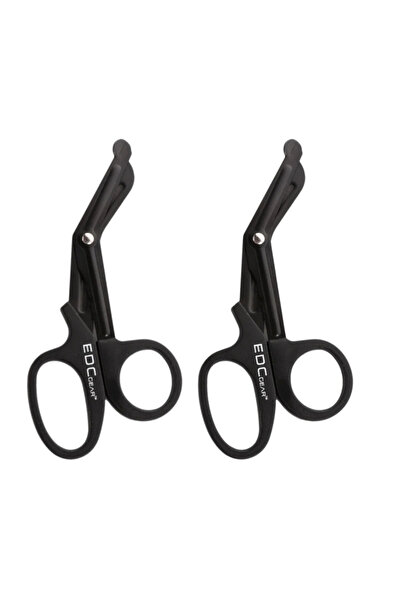 Choice4 مقص طبي أسود مكون من قطعتين، بمقبض بلاستيكي، وشاش طبي من الفولاذ المق...