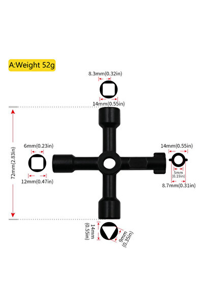 choice2 A-Black Multi Functional Elevator Key Wrench Elevator Water Meter Val...