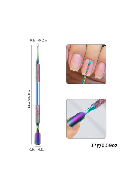 Choice12 Pusher End Color Double-Tip Stainless Steel Cuticle Pusher Grinder C...