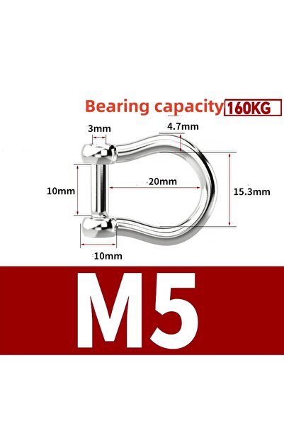 Choice6 G-M5-2Pcs M5 M6 M8 M10 M12 Straight Dee Shackles Short 304 Stainless ...
