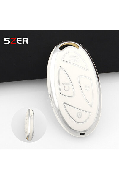 Choice22 غطاء مفتاح ذكي للسيارة من مادة TPU، أبيض اللون، بخمسة أزرار، مناسب ل...