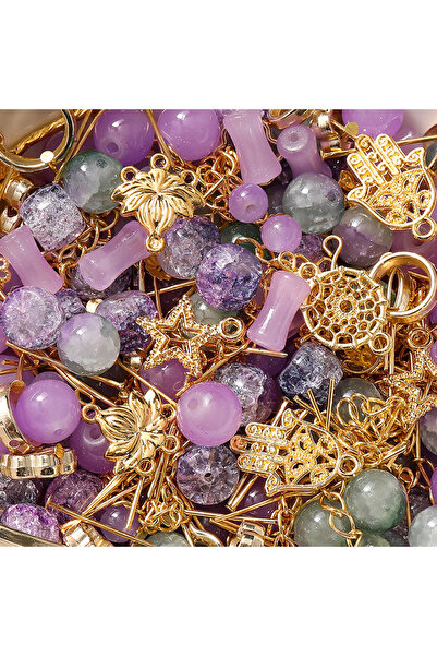 choice2 Purple 30g/lot Mixed Glass Beads Kit Mini Crystal Spacer Beads Metal ...