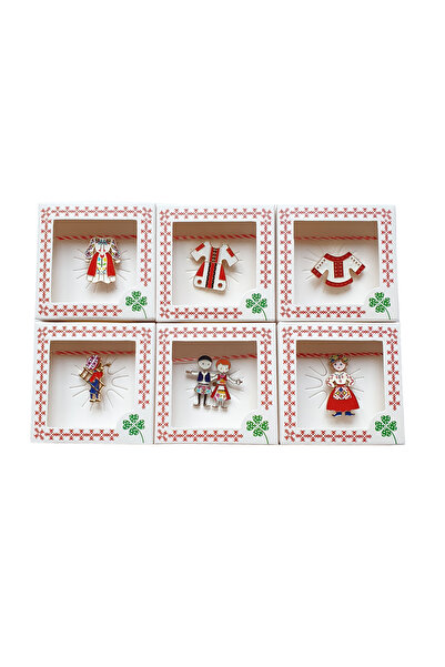 Abundo Set of 6 martisor brooches, Traditional Romanian 3.5 x 1.5 cm