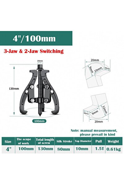 Choice1 4inch 3/4/6inch Gear Puller, 2 Jaw / 3 Jaw Puller with Reversible Jaw...