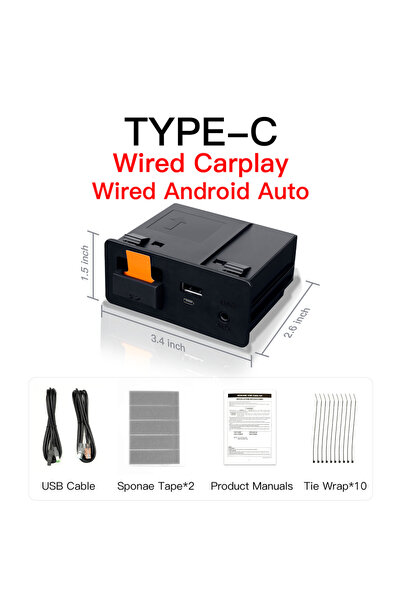 Choice1 type-C NO tools Type-C CarPlay Wireless Android Auto USB Adapter for ...
