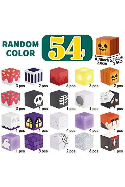 Choice مكعبات بناء مغناطيسية صغيرة الحجم - 54 قطعة، بتصميم خاص بيوم الهالوين،...