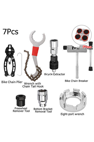 Choice3 مجموعة أدوات إصلاح الدراجات الهوائية (7 قطع): قاطع سلسلة، أداة إزالة ...