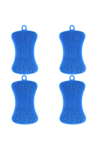 Choice3 4 قطع من فرشاة غسيل الأطباق المصنوعة من السيليكون الأزرق، ربع قطعة، إ...