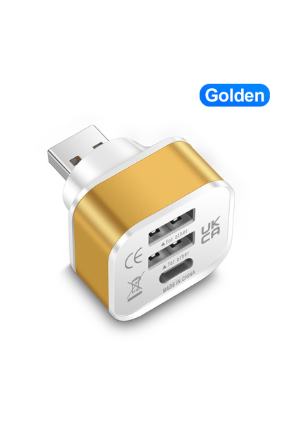 choice2 محول موزع USB صغير ذهبي بثلاثة منافذ، موسع وموزع USB، ملحقات كمبيوتر،...