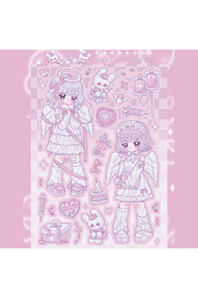 Choice1 04 ملصقات لشخصيتين كرتونيتين لطيفتين مزدوج (كاواي) لدفتر ملاحظات، وحا...