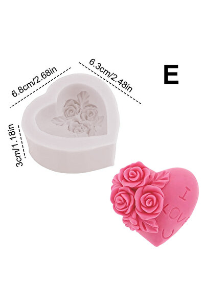 Choice3 قالب قلب وردة E قوالب سيليكون رقيقة على شكل قلب مزين بالزهور قالب ثلا...