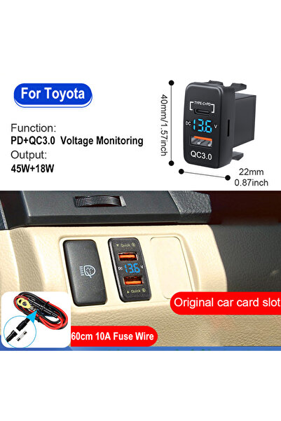 Choice6 PD QC With wire 12V-24V Car Charger Sket Adapter Dual USB Ports Fast ...