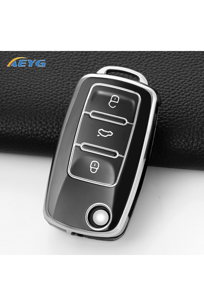 Choice21 غطاء مفتاح سيارة أسود من مادة TPU لسيارات فولكس فاجن بورا، بولو، تيج...