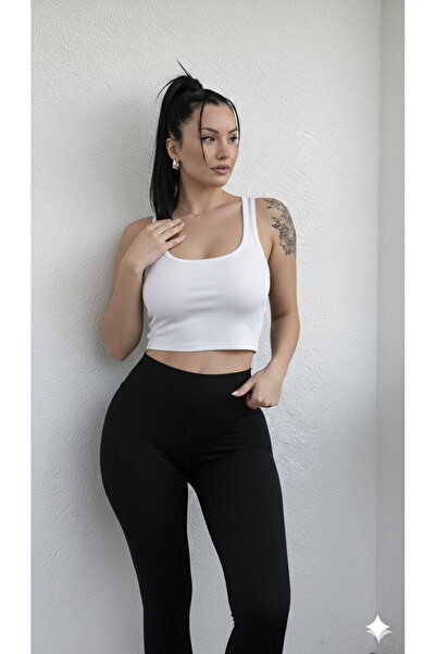 RİEMA Crop alb pentru femei, cu aspect sportiv, croială slim, 95% bumbac, cu ...