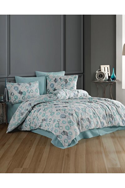 NazeninHome Dream Ranforce Cotton Duvet Cover Set with Elastic Sheets Double ...