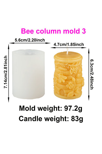 Choice1 قالب عمود النحل، 3 أنماط متعددة، قالب سيليكون لصنع شموع على شكل قرص ا...