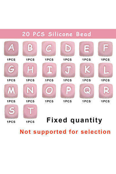 Choice26 ٢٠ قطعة متنوعة من خرز السيليكون المربع الوردي مقاس ١٢ مم على شكل حرو...