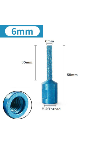 choice2 1pc 6mm 1Pc M10 Vaccum Brazed Milling Cutter Diamond Ceramic Tile Mar...