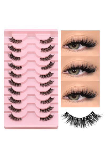 Choice4 10pairs-JA2502 GROINNEYA Half Lashes Soft Natural Cat Eye Lashes Natu...