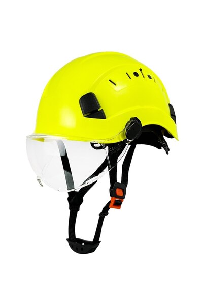 Choice4 FL Yellow CV CE Ctruction Safety Helmet With Goggles Visor ABS Hard H...