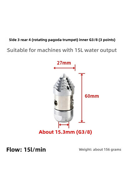 Choice3 فوهة تنظيف المجاري الدوارة عالية الضغط 15 لتر/دقيقة، سن G3/8، تنظيف م...