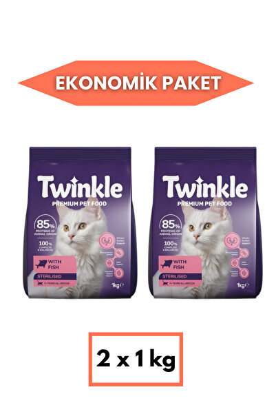 Twinkle Balıklı Kısırlaştırılmış Kedi 1 Kg x 2 Adet Ekonomik Paket Kedi Maması