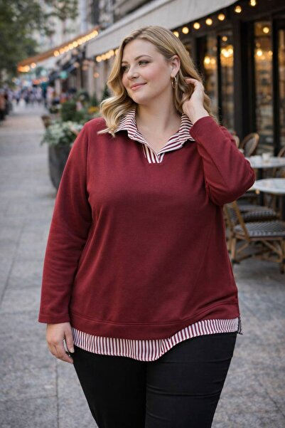 TUSSE Elegant Women's Polo Neck Double Large Size Casual Blouse