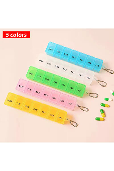 Choice5 5 ألوان، 5 قطع/قطعة واحدة، صندوق تخزين أدوية صغير شفاف بـ 7 أقسام، من...