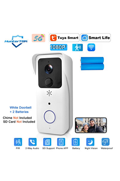Choice5 EU Plug No Chime No SD-White 5G 2.4G WiFi Video Doorbell 1080P Tuya S...