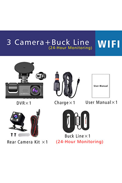 Choice3 كاميرا واي فاي ثلاثية - كاميرا أمامية للسيارة مزودة بتقنية واي فاي، ك...