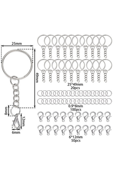 choice2 مجموعة من 170 قطعة من سلسلة مفاتيح المفاتيح بلون الروديوم، مزودة بسلس...