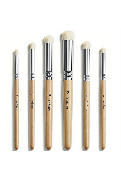 Choice6 مجموعة فرش طلاء خشبية مصغرة مكونة من 6 قطع - فرش جافة فاخرة من شعر ال...