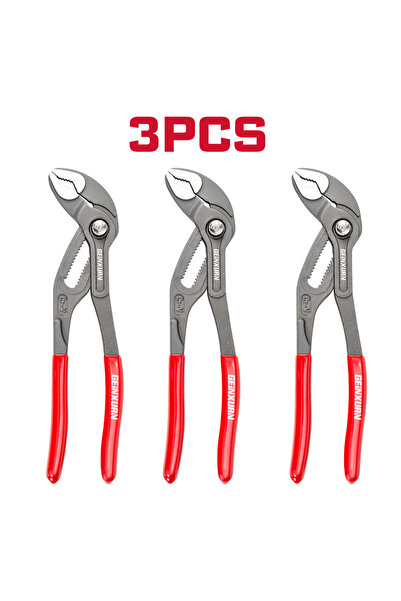Choice1 3PCS 7" Groove Pliers w/ Button Adjustment, 1.5" Max Capacity, CR-V S...