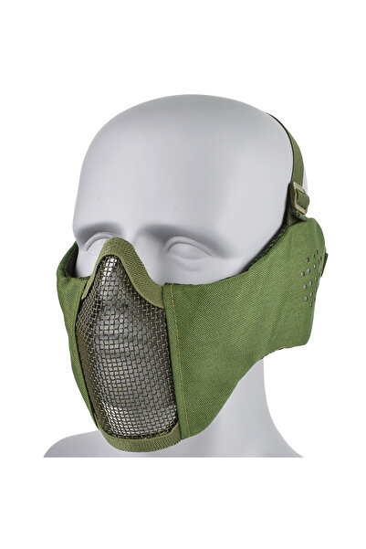 choice2 army green zlangsports Tactical Half Face Mask Foldable Metal Mesh Ea...